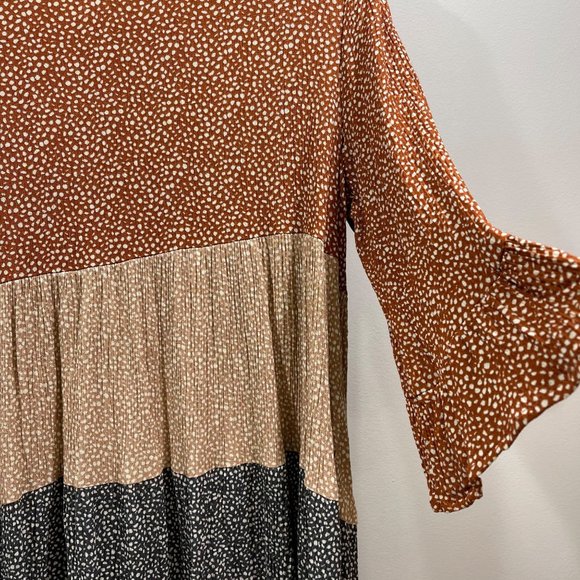 ODDI Women's Rayon Color Blocked Tunic Hi Lo Ribbed Flowy Boho 3/4 Sleeves M - Picture 4 of 9